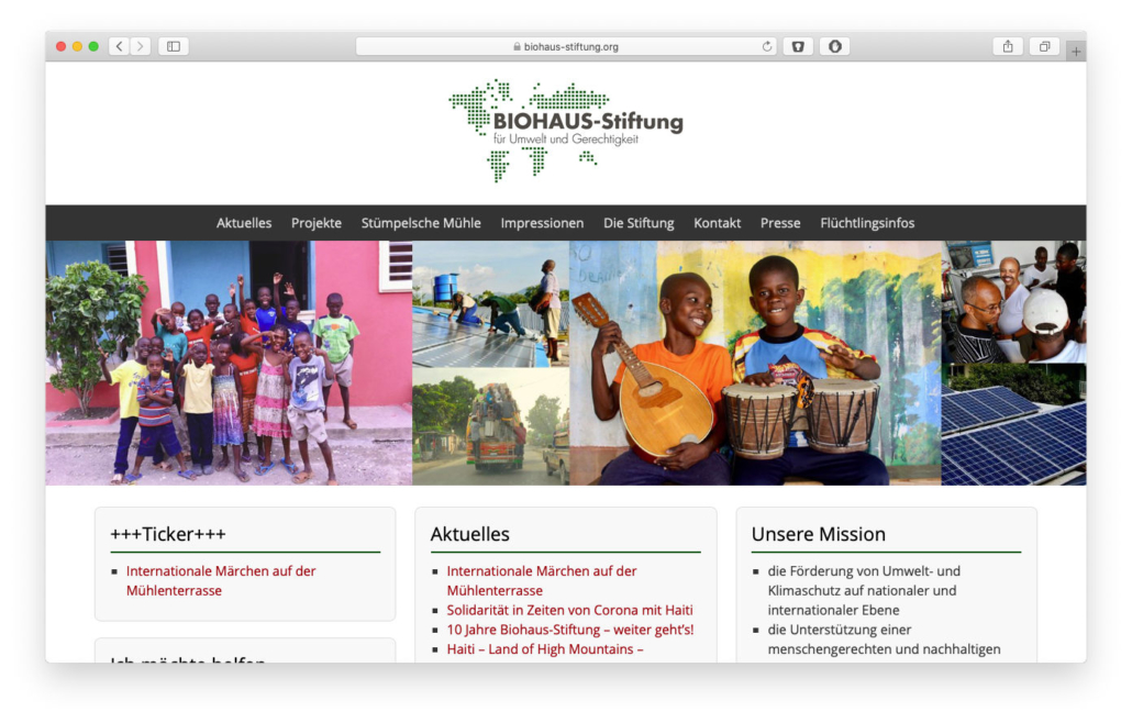 Screenshot Biohaus Stiftung